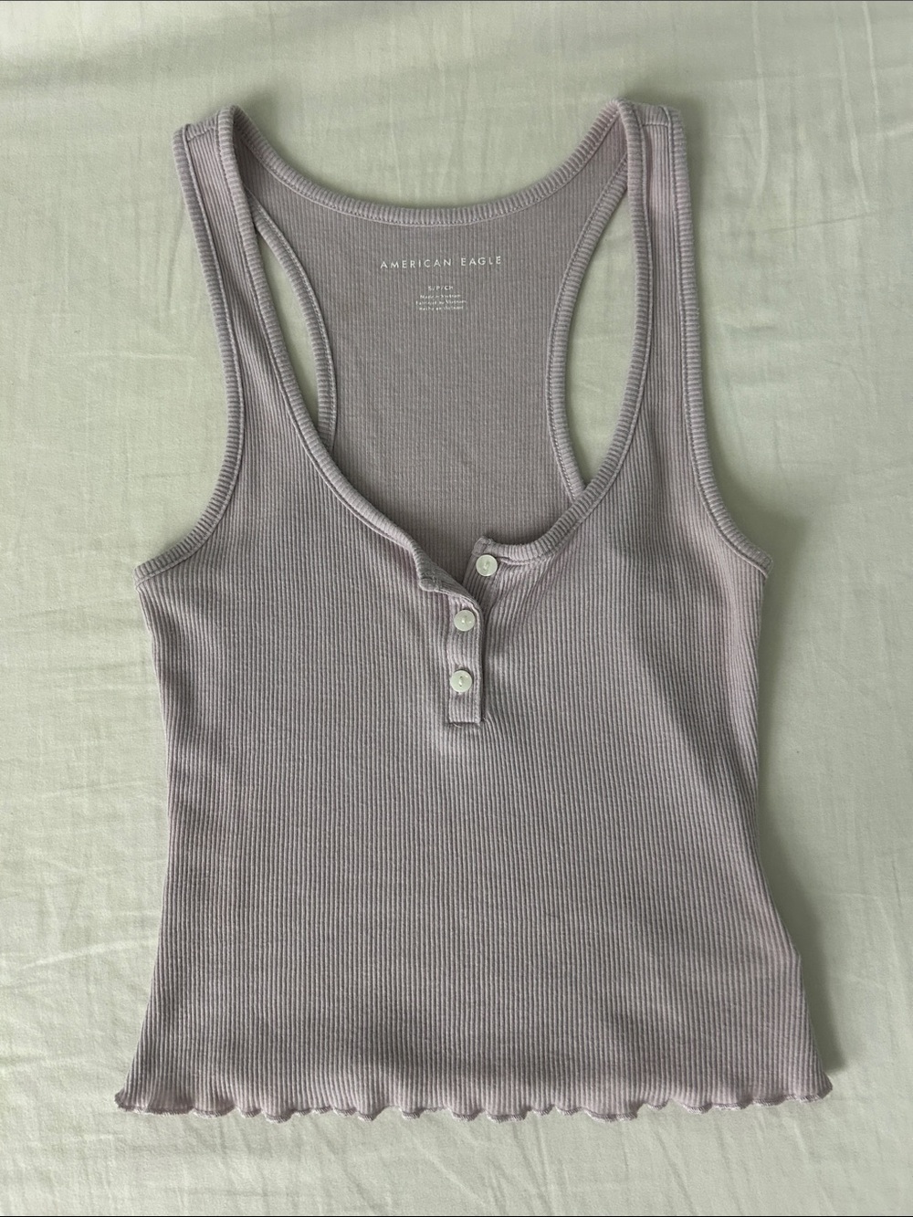 American Eagle Outfitters Light Lavender Ribbed Henley Tank